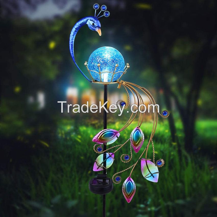 Outdoor Garden Solar Peacock Stake LED Lights Lamps