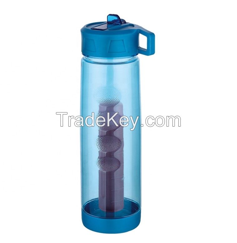 wholesale double wall plastic ice bottle tritan gel drinking shaker water bottle