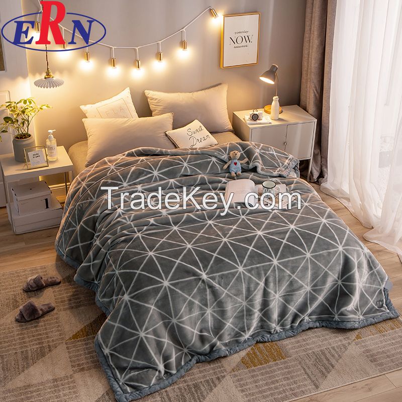 Double Layers Winter Thickened Raschel Blanket Fluffy Heavy Warm Mink Blankets