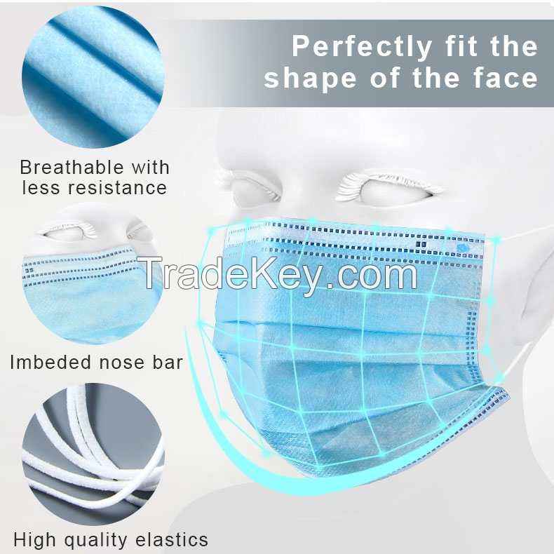 Three layer disposable medical mask surgical mask