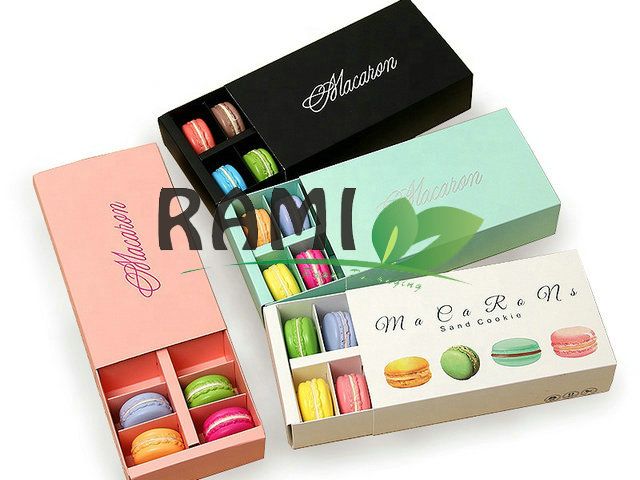 holesale High quality White cardboard gift box 6 pcs 8 pcs macaroon packaging box