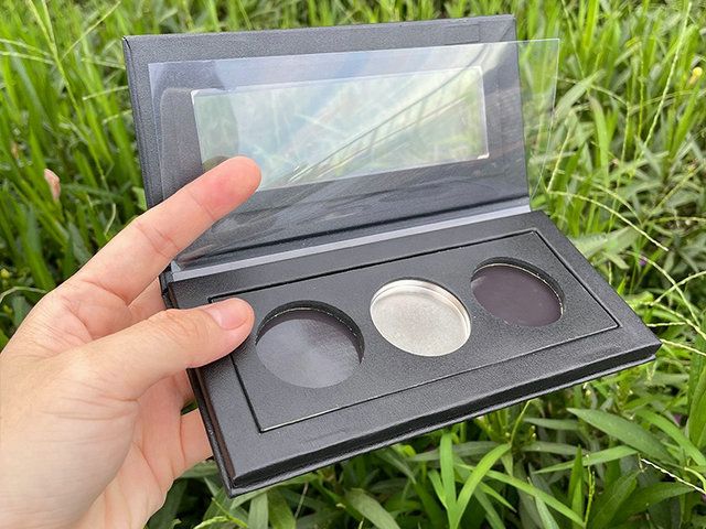 Private label custom 36mm magnet single pan empty eyeshadow palette square mini eye shadow blusher eco paper makeup packaging