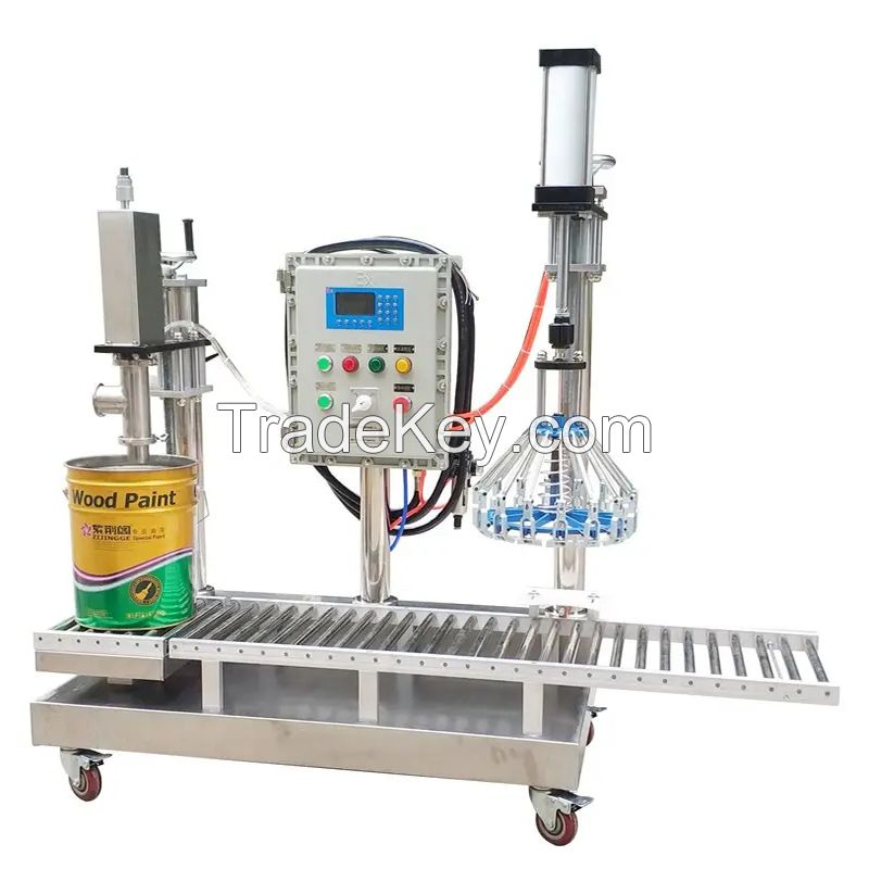 Paint&amp;Chemical Filling Machine with Metal Bucket&amp;Cans Capping