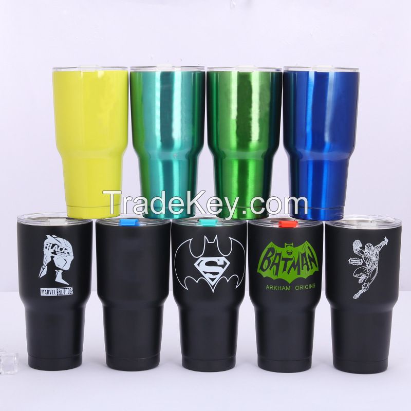 30oz double wall vacuum flask water tumbler stainless steel water bottle