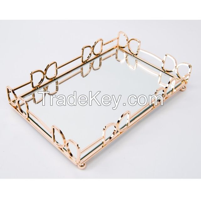 metal gold vanity mirror tray for home decor