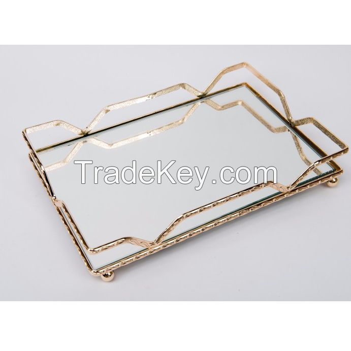 metal gold vanity mirror tray for home decor