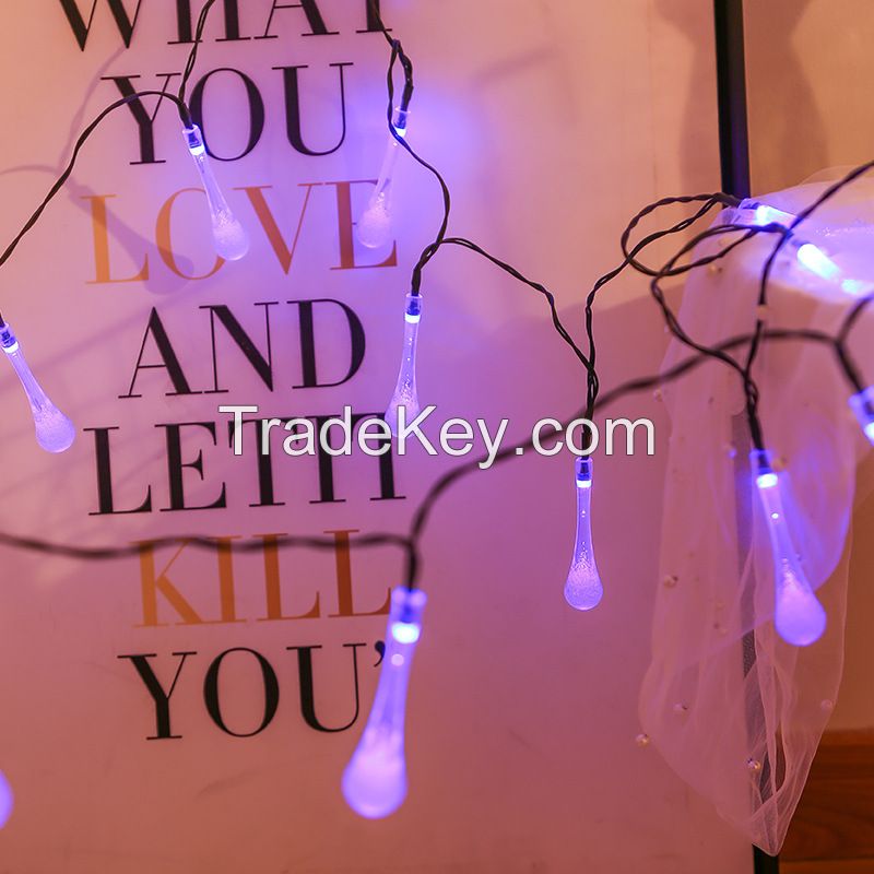 LED Solar String Lights 19.8ft 30 LED Water Drop Fairy Lights for Christmas (Multi Color)