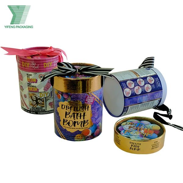 China Suppliers Wholesale DIY Bath Bomb Packaging Round Cardboard Box Customized Handmade Soap Packaging Paper Tube with Ribbon Bow