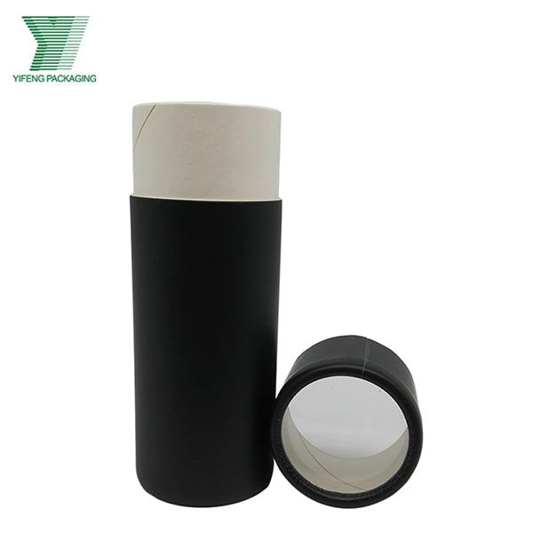 China Manufacture Wholesale Customized Personal Care Oil Essential Makeup Lipstick Packaging Black Paper Tube with PVC Window