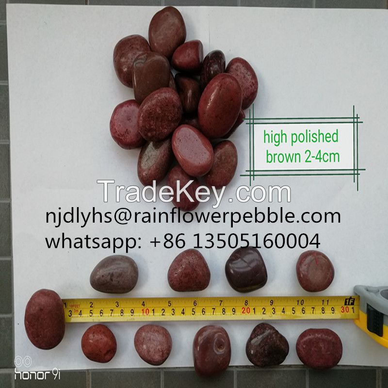 China Black Polished Pebble Stone Tile Colored River Stone For Landscaping