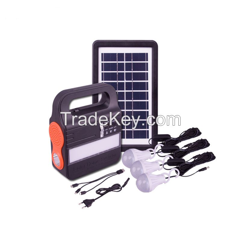 Mini portable home solar power system off grid DC solar energy system light kit with FM radio and MP3