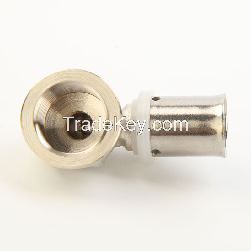 Brass Press Fitting Female Elbow (TH Jaws) for Pex-Al-Pex Multilayer/Composite Pipe for European Market