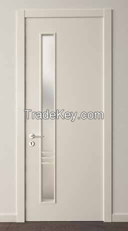 Perfetto white gray bathroom HPL LVL wood core door with glass