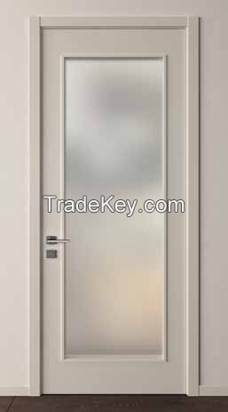 Perfetto white gray bathroom HPL LVL wood core door with glass
