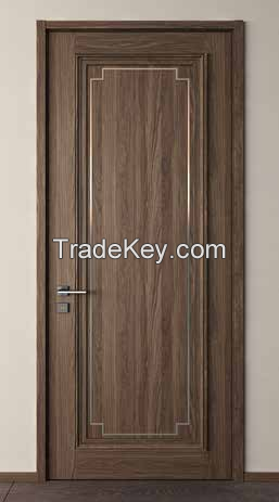 Perfetto custom swing sound-proofing interior room solid wood door with Aluminum alloy decoration
