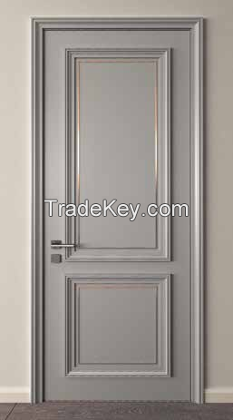 Perfetto custom swing sound-proofing interior room solid wood door with Aluminum alloy decoration