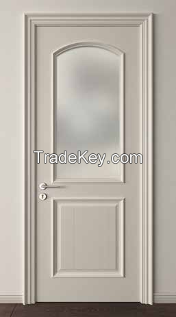 Perfetto white gray bathroom HPL LVL wood core door with glass