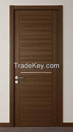 Perfetto custom swing sound-proofing interior room solid wood door with Aluminum alloy decoration