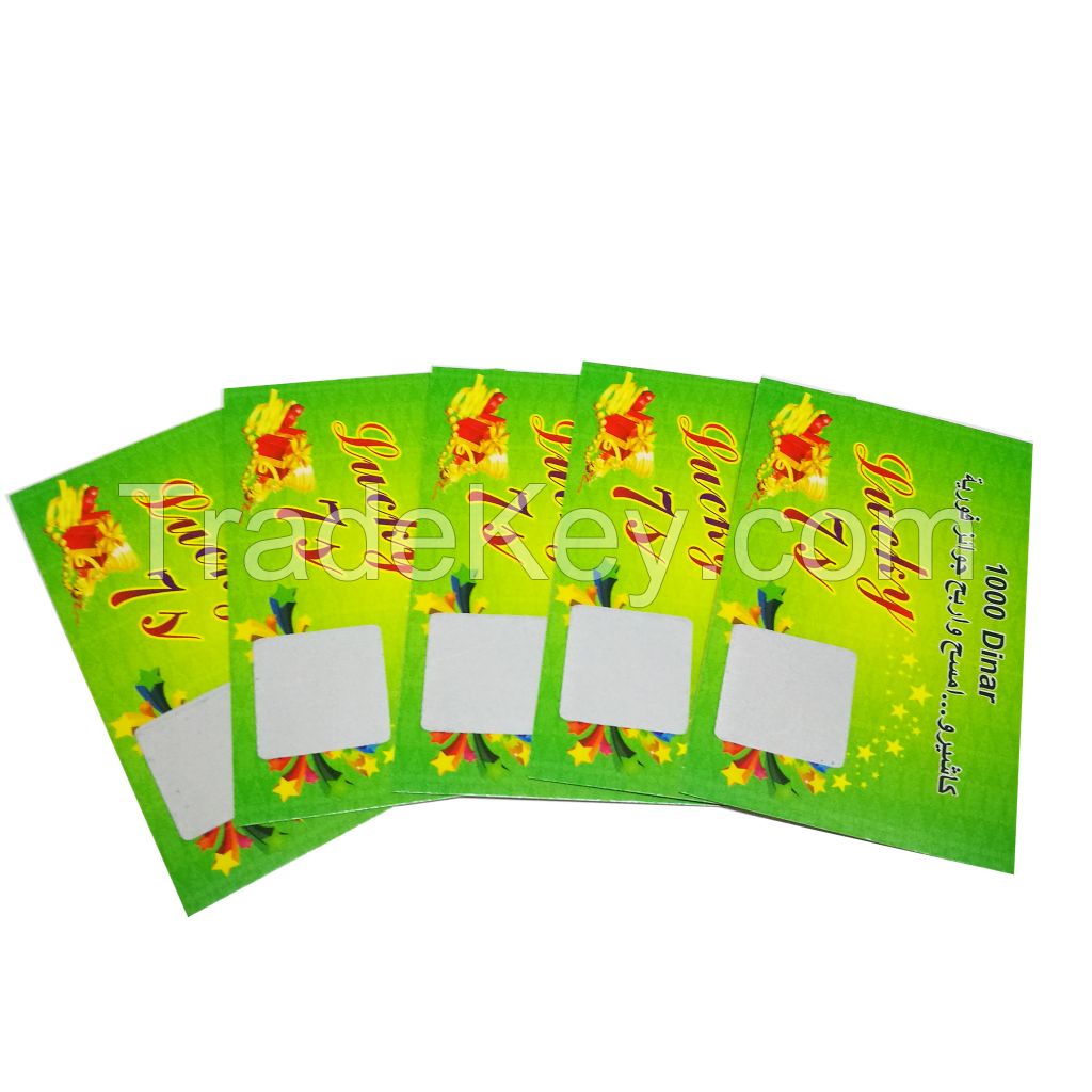 Custom security scratch off paper card with serial number