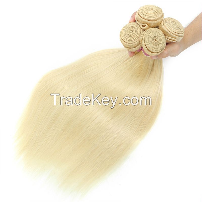 Top Quality Hair weaving Virgin human hair Blonde Color 613# Hair bundles straight wave hair weft 3pcs Pack