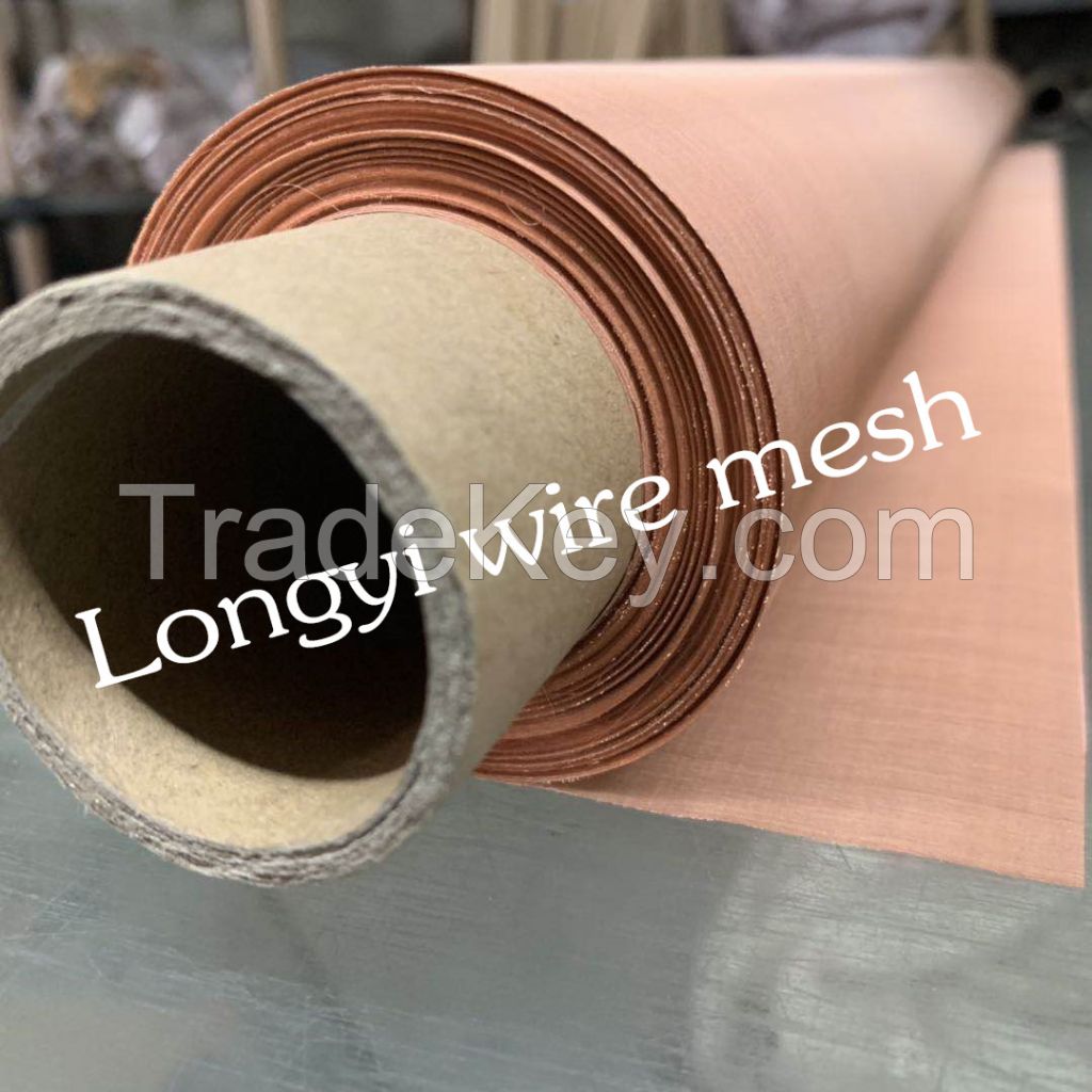 China Factory Pure Red Copper Wire Mesh Screen 200 250 300 350 400 Mesh