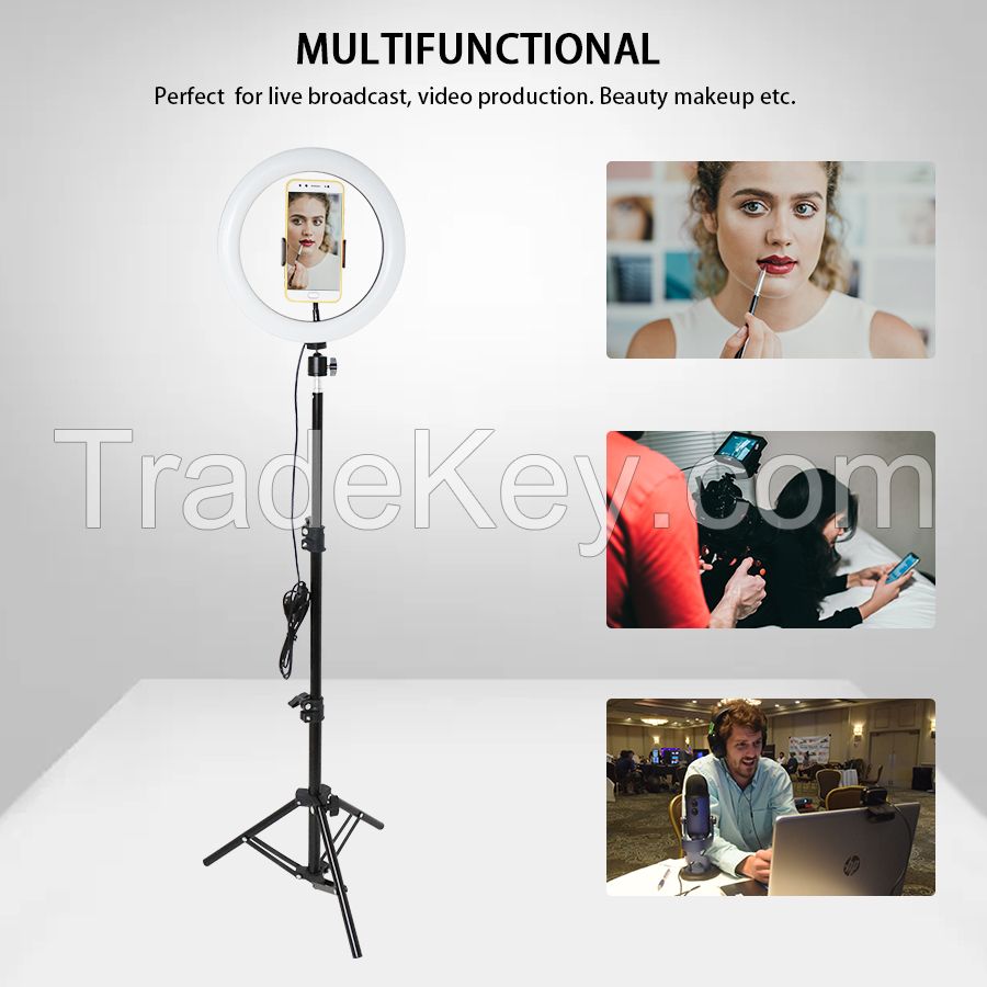 Wholesale Beauty 10 inch Dimmable Tiktok Photographic Led Ring Light With Tripod Stand For Live Stream Makeup Youtube Video