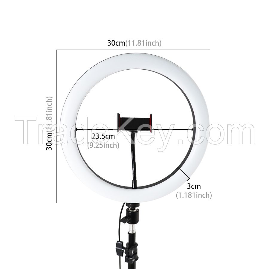 Factory Dimmable 12 inch Selfie LED Ring Fill Light With Tripod Stand Circle Light  Photo Video