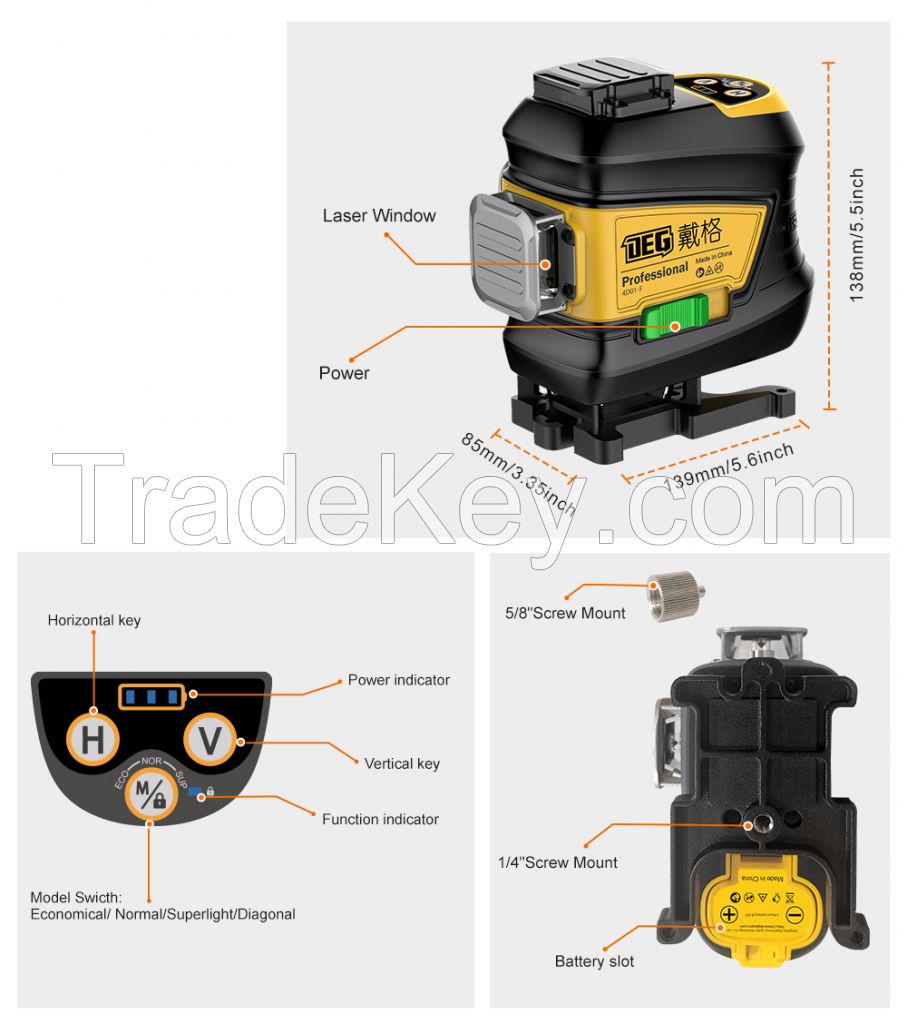 3D 12line Green beam laser level for construction