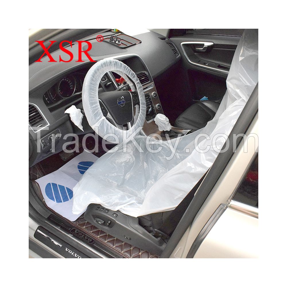 Disposable car seat cover set 5 in 1 steering wheel/handbrake/foot mat