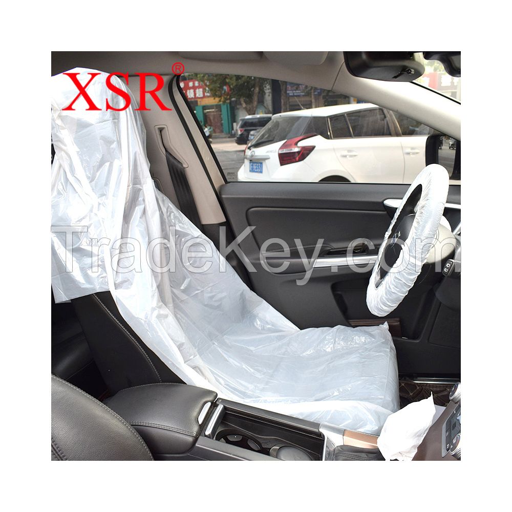 Disposable car seat cover set 5 in 1 steering wheel/handbrake/foot mat