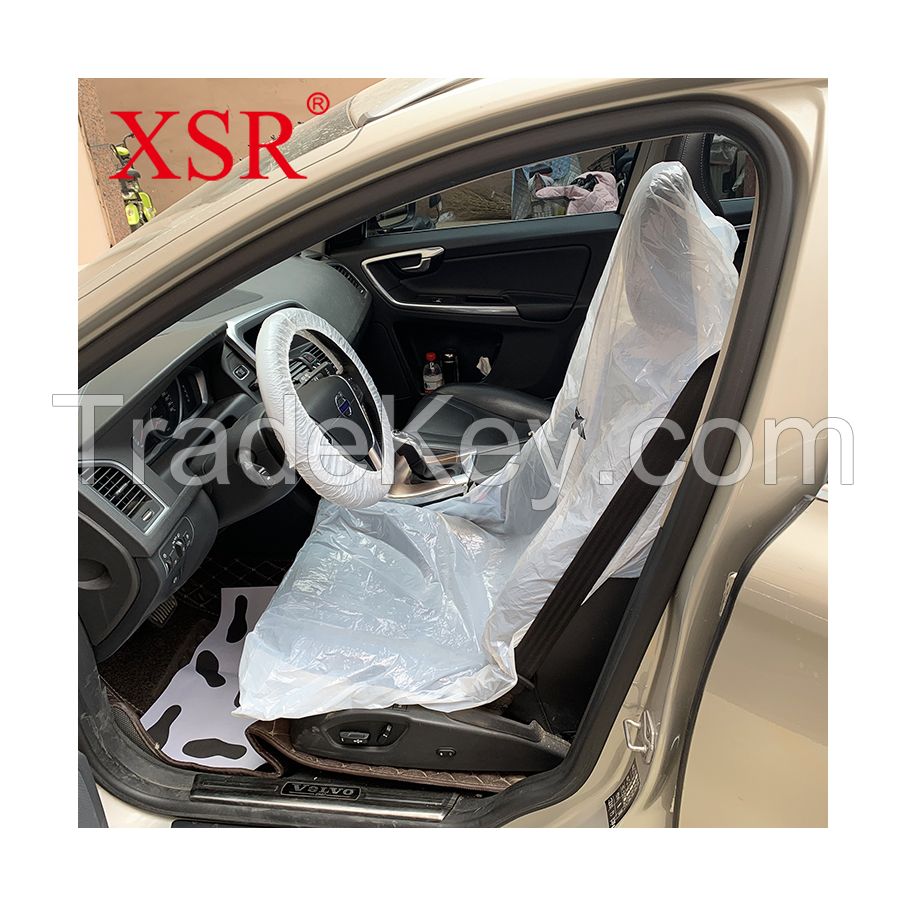 Disposable car seat cover set 3 in 1 steering wheel/foot mat LDPE