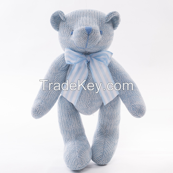 2020 custom design cute knitted toys wholesale custom big eyes bear to