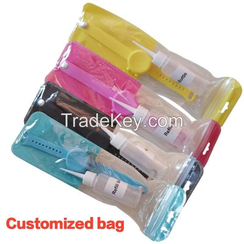 Amazon Hot Selling For Wristband Hand Silicone Dispenser Hand Liquid Wristband Portable Bracelet Dispenser With Dispensing Bottle For Adults Kids Outdoor Hand Cleaning