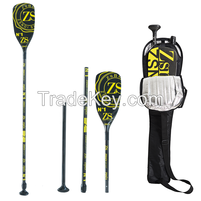 Light weight 3 pieces carbon fiber telescopic sup paddle for surfing from professional manufacturer