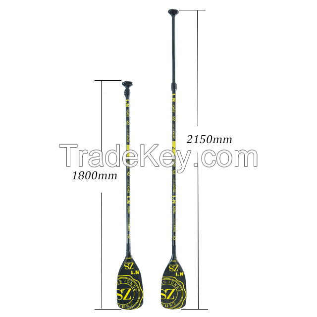 Light weight 3 pieces carbon fiber telescopic sup paddle for surfing from professional manufacturer