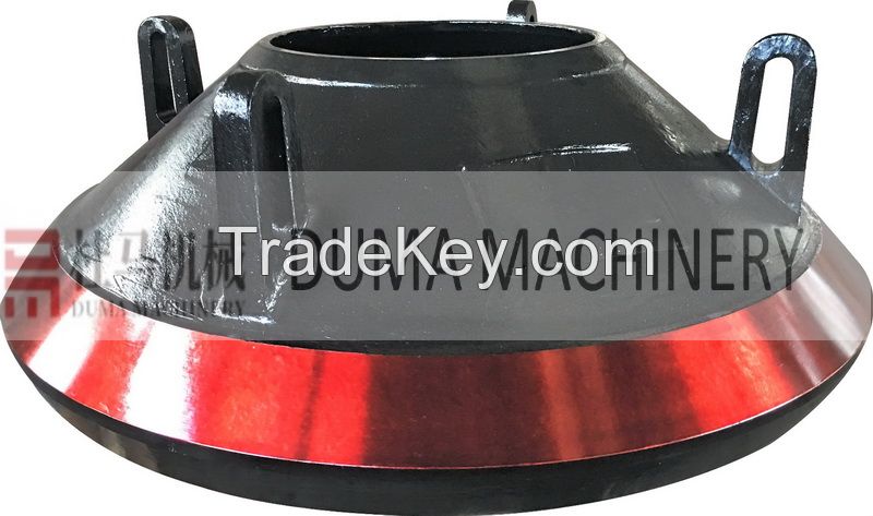 Mantle bowl liner and concave for cone crusher