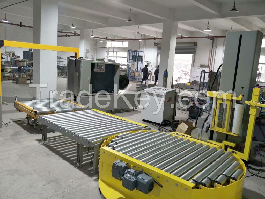  PALLET WRAPPING MACHINE with conveyor type full automatic machine 