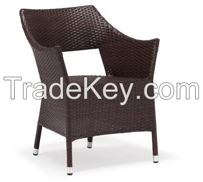 Direct Factory Modern Stackable Metal Plastic Rattan Outdoor Garden Lounge Dining Chair