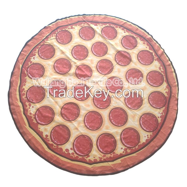 pizza customize Microfiber Printed Beach Towel With mesh Bag With Personalized Microfiber Sports Gym Towels