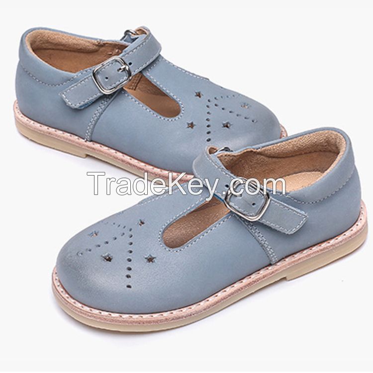 T Bar Cow Leather Kids Soft Sole Shoes School Party Dress Shoes