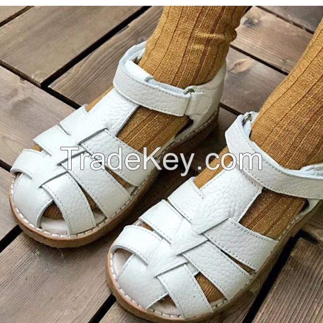 Closed Toe Sandals Outdoor Comfortable Cow Leather US 6.5-10 Kids Shoes