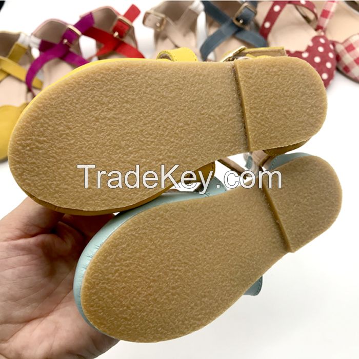 Nubuck Cow Leather Little Kids Ankle Strap Ballet Flats 2020 New Design   