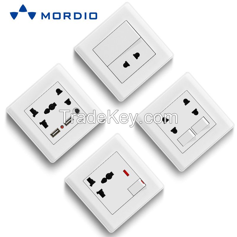 K1 Ghana UK Standard BRISTOL 1gang Switch Light and 5pin Multiple Sockets with 2.1A USB Outlets