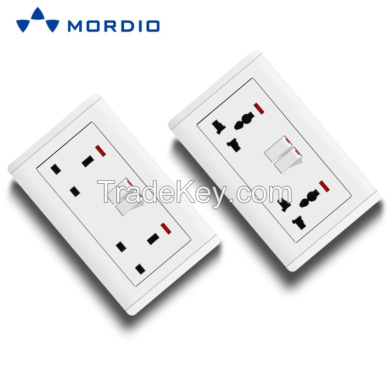 K1.21 Ghana UK Standard BRISTOL 1gang Switch Light and 5pin Multiple Sockets with 2.1A USB Outlets