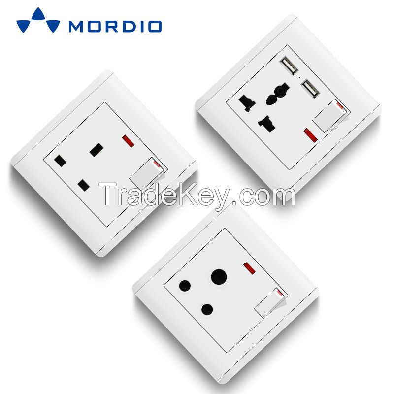 K1.21 Ghana UK Standard BRISTOL 1gang Switch Light and 5pin Multiple Sockets with 2.1A USB Outlets