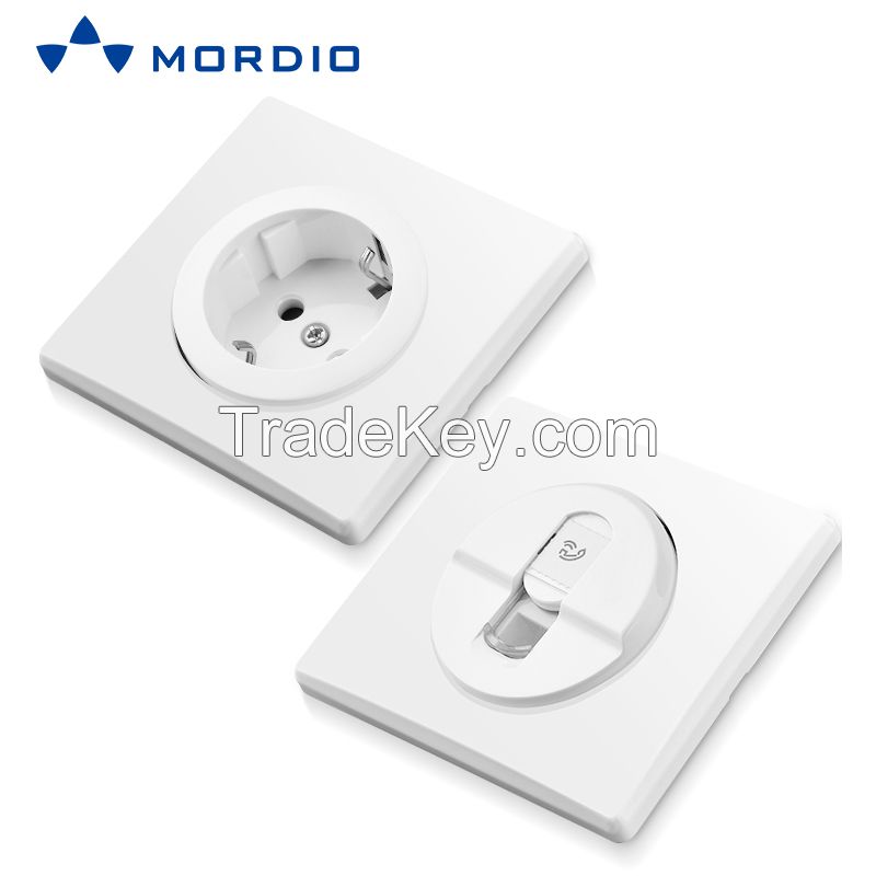 K500 Euro and UK standard Auto Connection 16A Schuko/French MF Socket with 1/2 gang Light Switch 250V~