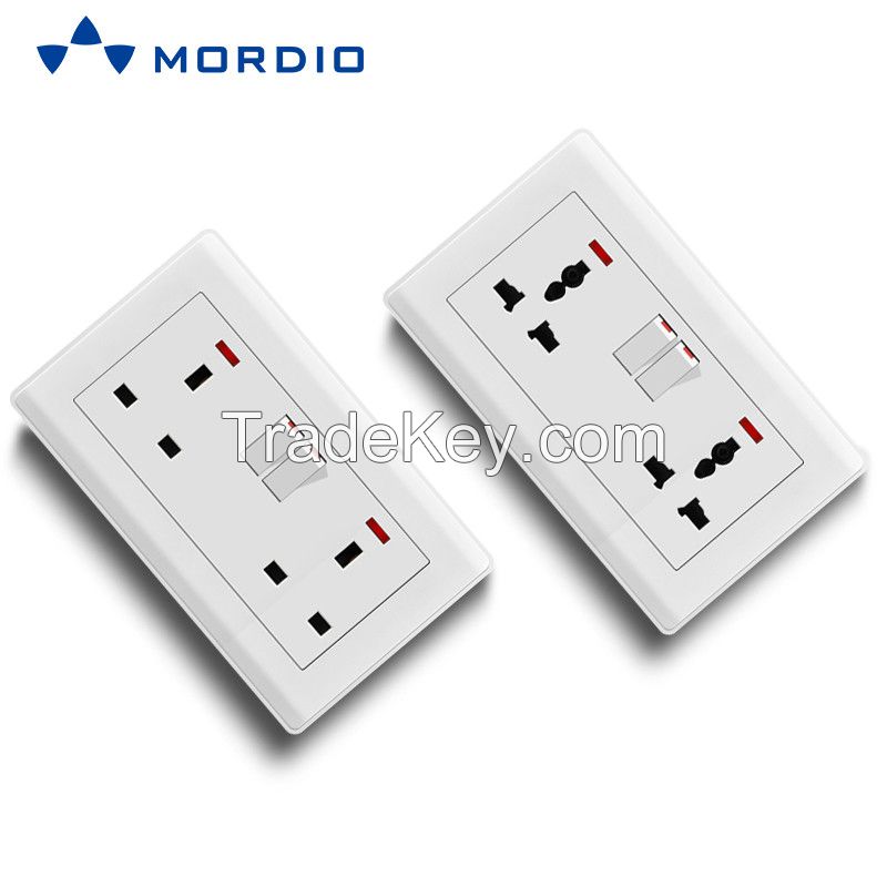 K1 Ghana UK Standard BRISTOL 1gang Switch Light and 5pin Multiple Sockets with 2.1A USB Outlets