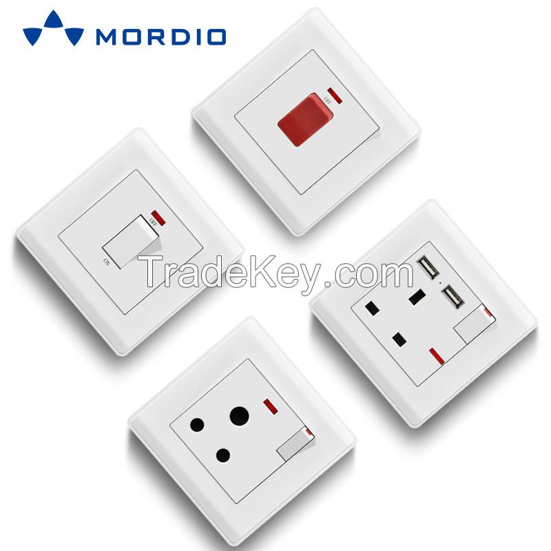 K1 Ghana UK Standard BRISTOL 1gang Switch Light and 5pin Multiple Sockets with 2.1A USB Outlets