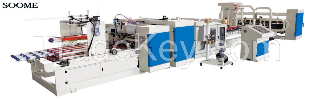 Automatic Carton Box Up To Folding Gluing Machine with Plastic Belt bunding