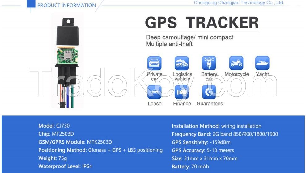 CJ730 ACC detection anti-theft trailer alarm cut off oil power locator car auto vehicle gps relay tracking device gps tracker